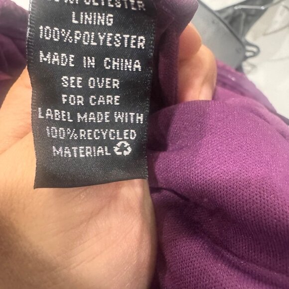 BCX Womens Strapless Textured Bubble Hem Mini Dress Floral Embossed Size L Plum - Picture 7 of 7